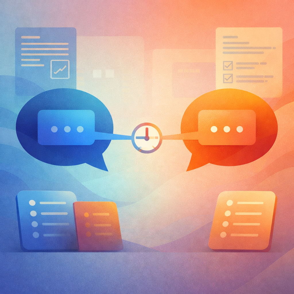 Professional meeting symbolism in blue and orange